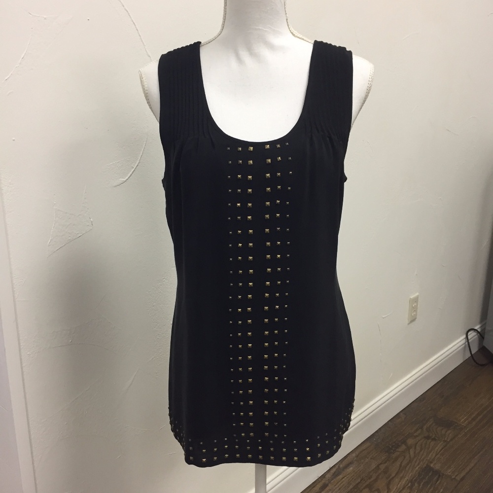MADISON MARCUS BLACK WASHED SILK TOP WITH GROMMETS